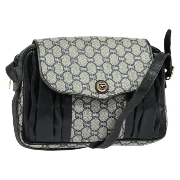 GUCCI GG Plus Supreme Shoulder Bag Pvc Navy Gold - Picture 1 of 16